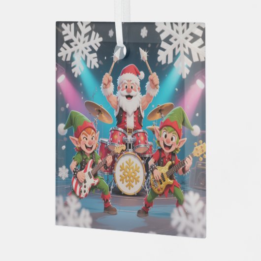 Santa's Drumming Rock Band Ornament (Voorkant links)