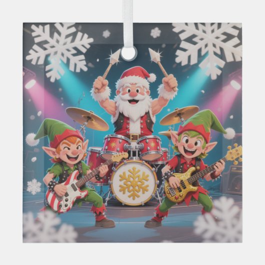 Santa's Drumming Rock Band Ornament (Voorkant)