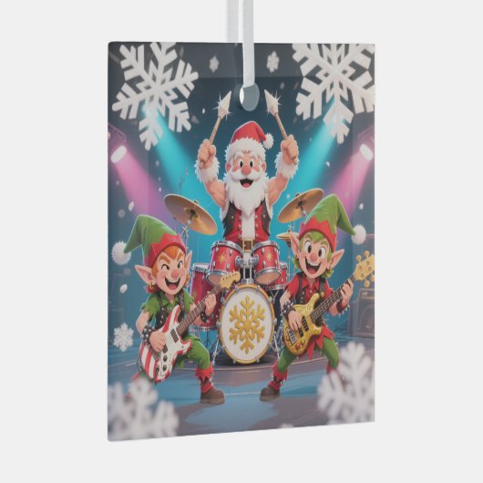 Santa's Drumming Rock Band Ornament (Voorkant Rechts)