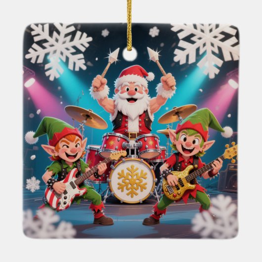 Santa's Drumming Rock Band Ornament (Achterkant)