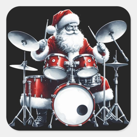 Santa's Drums brengen feestelijke rockritmes Vierkante Sticker (Voorkant)