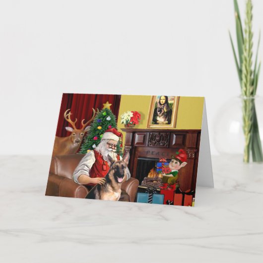 Santa's Duitse herder Feestdagen Kaart (Voorkant)