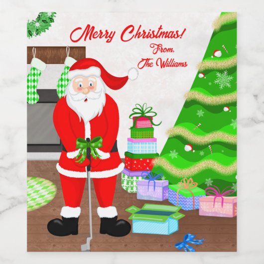 Santa's Early Gift - Een Hole-in-One Kerstmis Wijn Etiket (Enkel label)