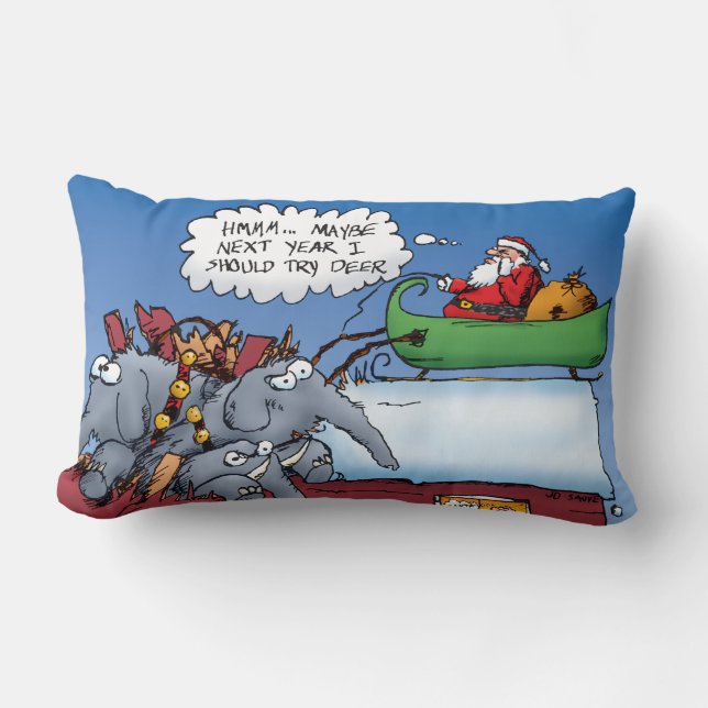 Santas Elephants Cartoon Pillow Kussen (Voorkant)