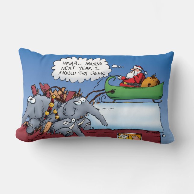 Santas Elephants Cartoon Pillow Kussen (Voorkant)