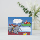 Santas Elephants Funny Holiday Cartoon Feestdagenkaart (Staand voorkant)