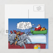 Santas Elephants Funny Holiday Cartoon Feestdagenkaart (Voorkant / Achterkant)
