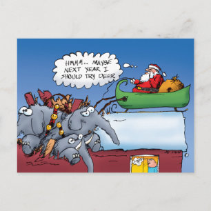 Santas Elephants Funny Holiday Cartoon Feestdagenkaart