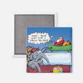 Santas Elephants Funny Holiday Cartoon Magneet (Voorkant / Achterkant)