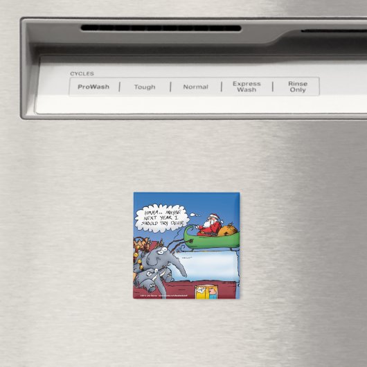 Santas Elephants Funny Holiday Cartoon Magneet (Insitu (Vaatwasser))