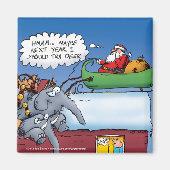 Santas Elephants Funny Holiday Cartoon Magneet (Voorkant)
