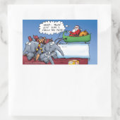 Santas Elephants Funny Holiday Cartoon Rechthoekige Sticker (Tas)