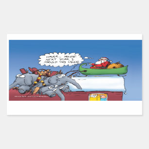 Santas Elephants Funny Holiday Cartoon Rechthoekige Sticker