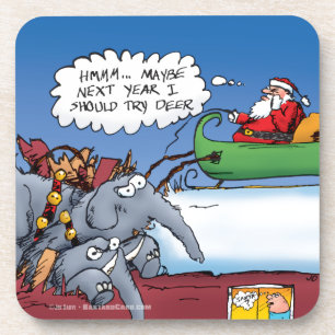 Santas Elephants Holiday Cartoon Onderzetter