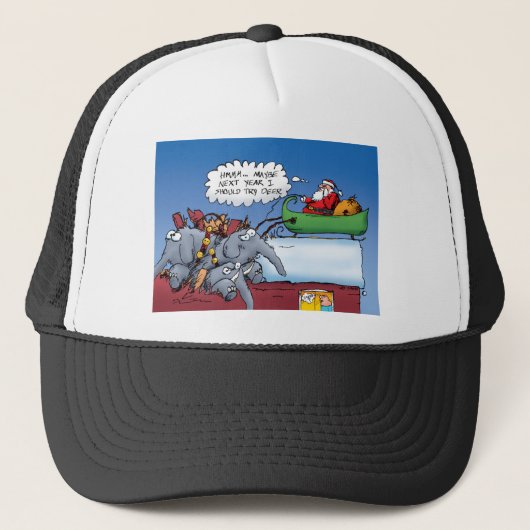 Santas Elephants Holiday Cartoon Trucker Pet (Voorkant)
