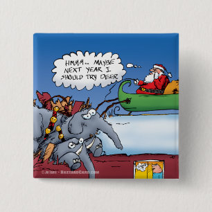 Santas Elephants Holiday Cartoon Vierkante Button 5,1 Cm