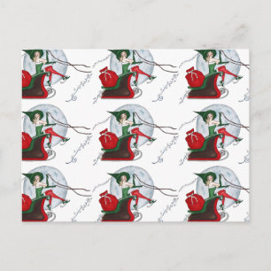 Santa's Elf en Sleigh Feestdagenkaart