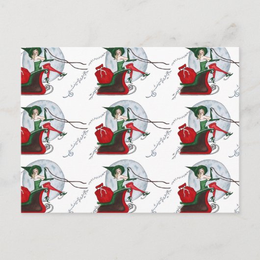 Santa's Elf en Sleigh Feestdagenkaart (Voorkant)