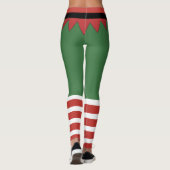Santa's Elf Kerst Rood Gestreept Groen Leggings (Achterkant)