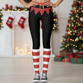 Santa's Elf Kerst Rood Gestreept Zwart Leggings