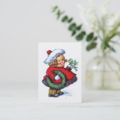 Santas Elf met Wreath Visitekaartje (Staand voorkant)