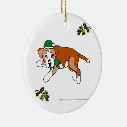 Santa's Elf-tekenfilm Keramisch Ornament (Rechts)