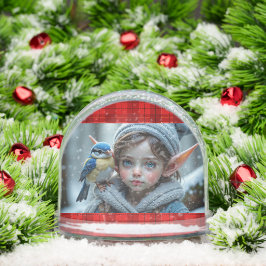 Santa's Elf with a blue bird Sneeuwbol