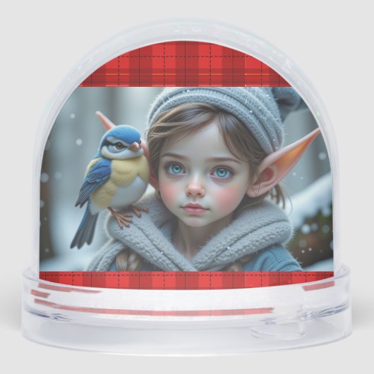 Santa's Elf with a blue bird Sneeuwbol (Achterkant)