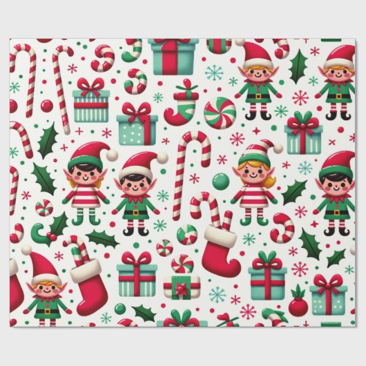Santa's Elves Cadeaupapier (Vlak)