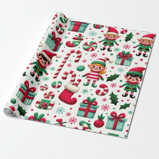 Santa's Elves Cadeaupapier (Uitgerold)