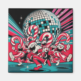 Santa's Elves Candy Canes dansen onder een disco b Magneet