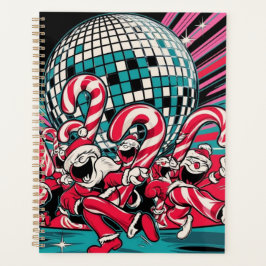 Santa's Elves Candy Canes dansen onder een disco b Planner