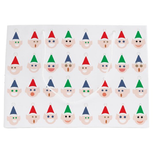 Santa's Elves Elf Gezichten Kerstmis Vakantie Fees Groot Cadeauzakje (Voorkant)
