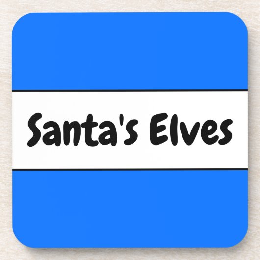 SANTA'S ELVES Feestelijk Helder Blauw Wit Strepen Bier Onderzetter (Voorkant)
