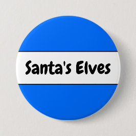 SANTA'S ELVES Feestelijk Helder Blauw Wit Strepen Ronde Button 7,6 Cm