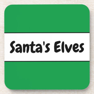 SANTA'S ELVES Heldere Kerst Groene Witte Strepen Bier Onderzetter