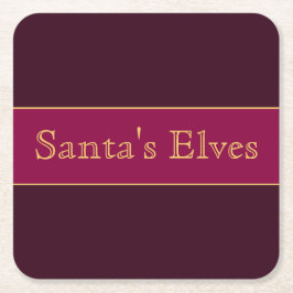 SANTA'S ELVES Leuke feestelijke Bourgondische rode Kartonnen Onderzetters