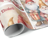 Santa's Elves Personalize Name Cute Christmas Cadeaupapier (Rol Hoek)