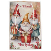 Santa's Elves Personalize Name Cute Christmas Medium Cadeauzakje (Voorkant)