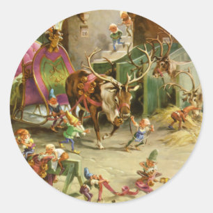 Santa's Elves Ready Zijn Sleigh en Rendier Ronde Sticker
