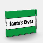 SANTA'S ELVES Schattigee Heldergroene Witte Strepe Fotoblokken (Links)