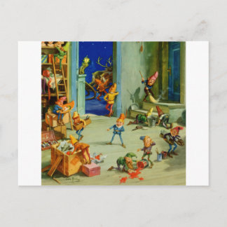 Santa's Elves Werken in zijn North Pole Workshop Feestdagenkaart