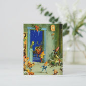 Santa's Elves werken in zijn werkplaats op de Noor Feestdagenkaart (Staand voorkant)