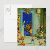 Santa's Elves werken in zijn werkplaats op de Noor Feestdagenkaart (Voorkant / Achterkant)