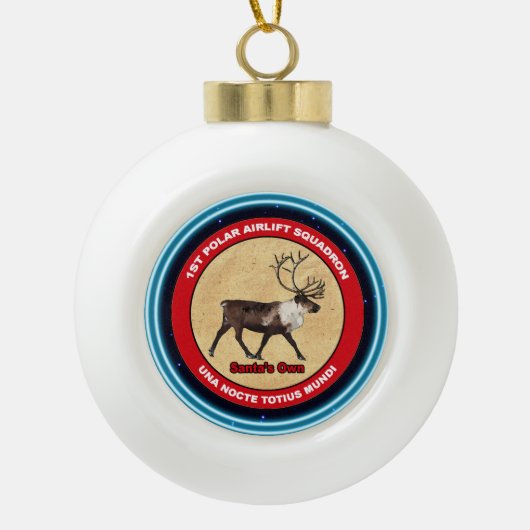 Santa's Ewn - 1e Polar Airlift Squadron Keramische Bal Ornament (Voorkant)