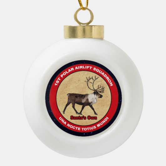 Santa's Ewn - 1e Polar Airlift Squadron Keramische Bal Ornament (Voorkant)