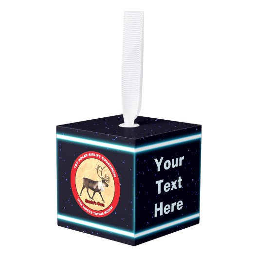 Santa's Ewn - 1e Polar Airlift Squadron Kubus Ornament (Voorkant hoekig)