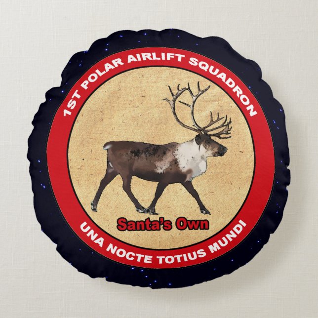 Santa's Ewn - 1e Polar Airlift Squadron Rond Kussen (Voorkant)