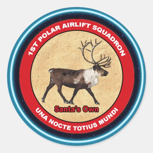 Santa's Ewn - 1e Polar Airlift Squadron Ronde Sticker (Voorkant)