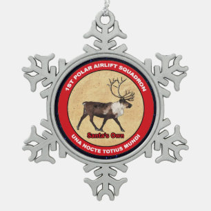 Santa's Ewn - 1e Polar Airlift Squadron Tin Sneeuwvlok Ornament